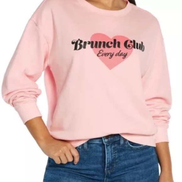 Pink Wildfox Brunch Club Everyday Crewneck New - Picture 12 of 14